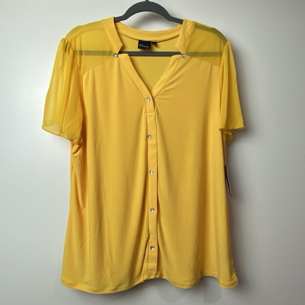 Yellow Button-Up Blouse-1X